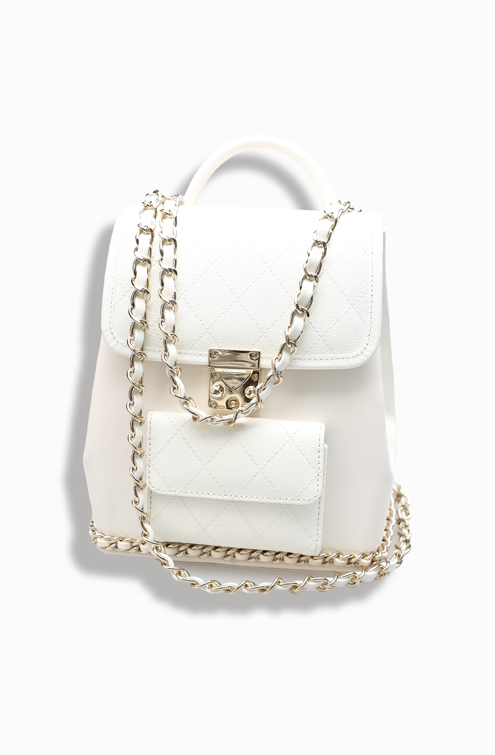 Myeyeko Exclusive Line - AUDREY Backpack / White &amp; Champagne Gold