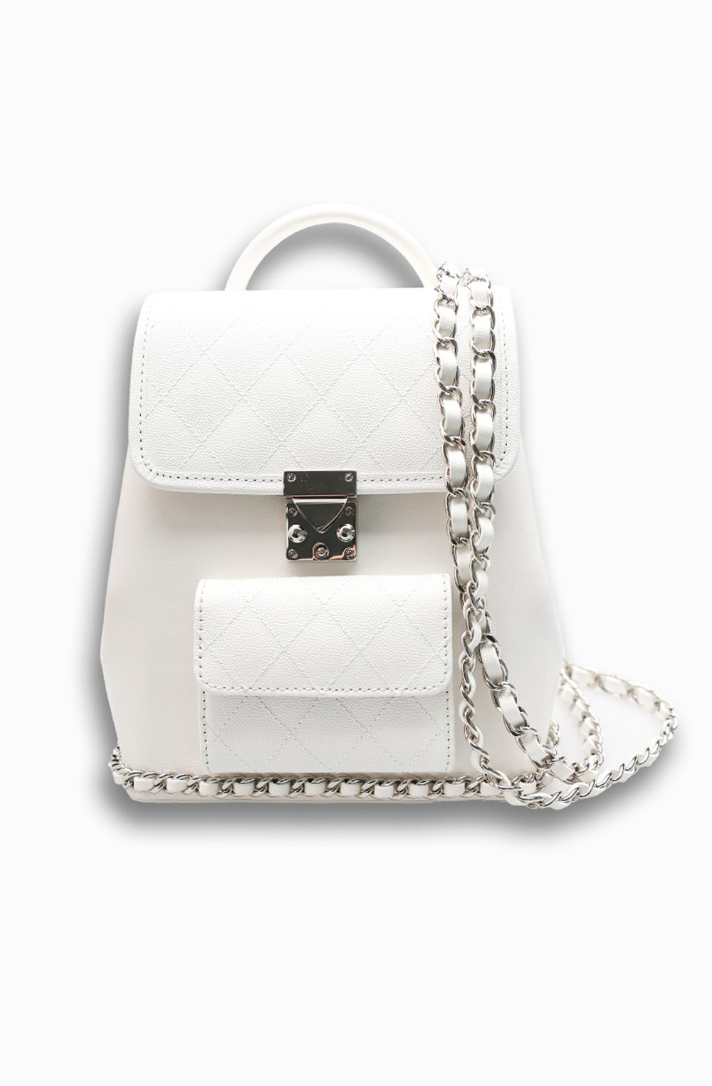 Myeyeko Exclusive Line - AUDREY Backpack / White &amp; Silver